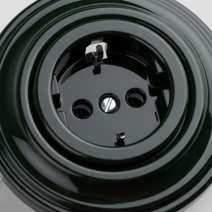Kliklap - Retro-Haushaltssteckdose mit Rahmen, SCHUKO 230V/16A, grün