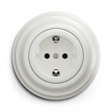 Kliklap - Retro-Haushaltssteckdose mit Rahmen, SCHUKO 230V/16A, weiß