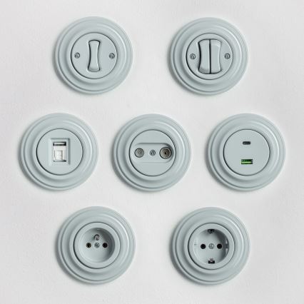 Kliklap - Retro-Haussteckdose mit Rahmen SCHUKO 230V/16A, grau