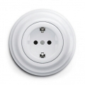Kliklap - Retro-Haussteckdose mit Rahmen SCHUKO 230V/16A schneeweiß