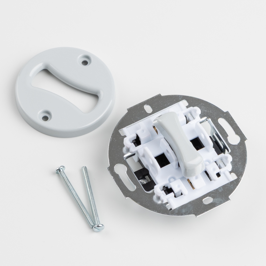 Kliklap - Retro-Kreuzschalter mit Rahmen Nr. 7, grau