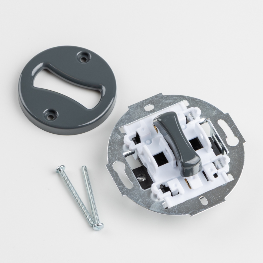 Kliklap - Retro-Kreuzschalter mit Rahmen Nr. 7 in Anthrazit