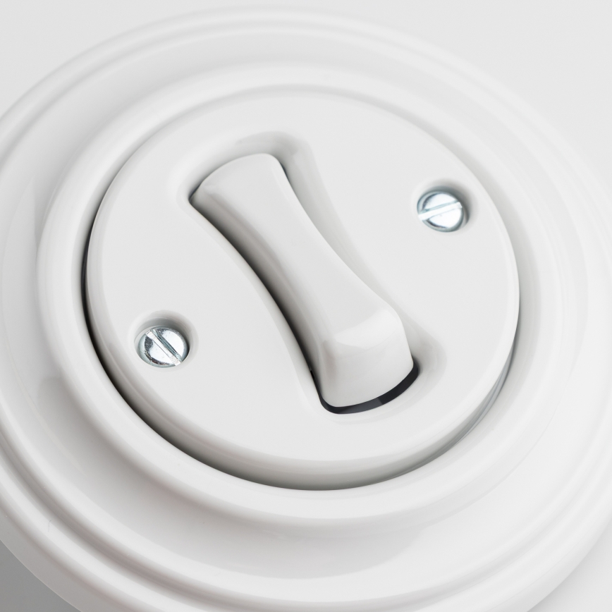 Kliklap - Retro Kreuzschalter mit Rahmen Nr. 7 schneeweiß