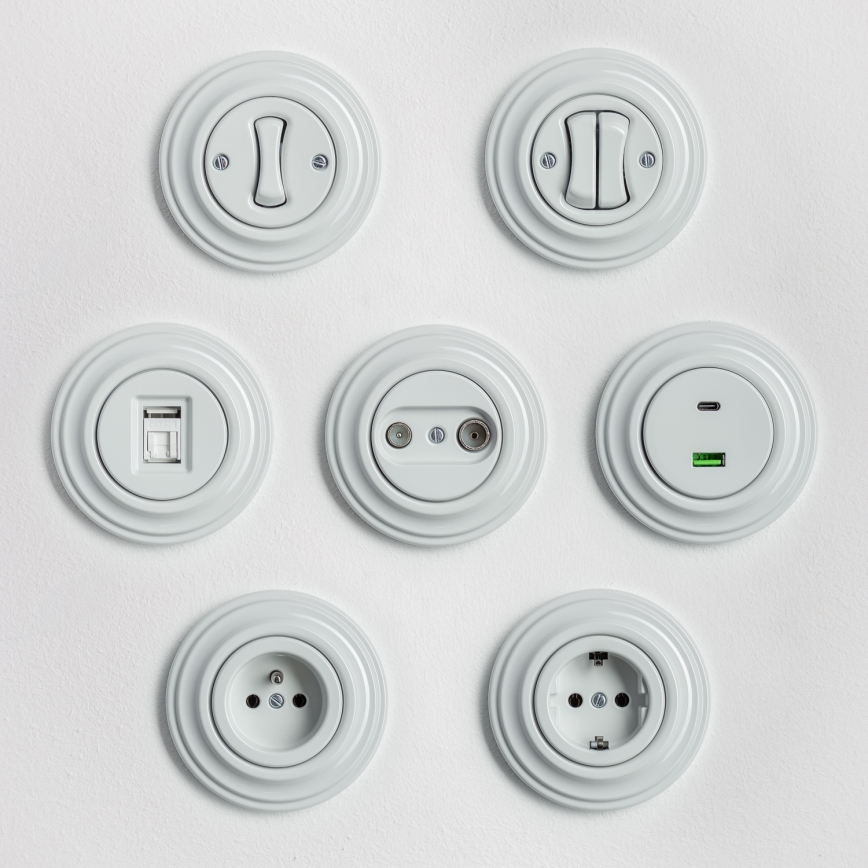 Kliklap - Retro-Rahmen, schlicht, aus weißer Keramik