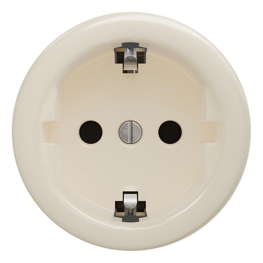 Kliklap - Retro-Schuko-Steckdose, rahmenlos, 230 V/16 A, beige