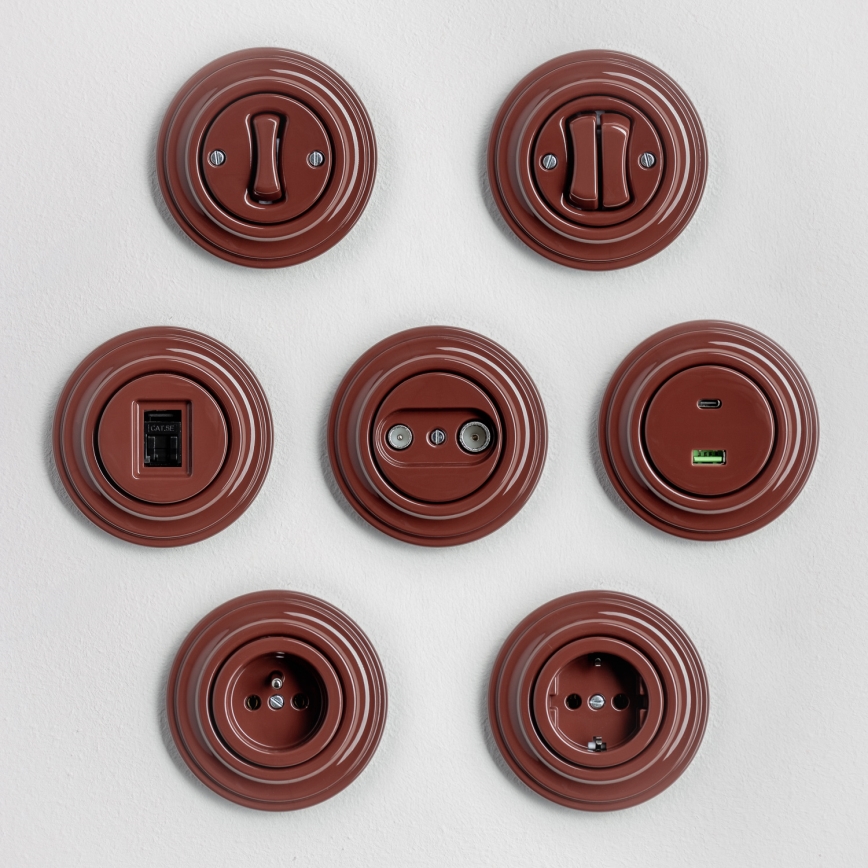 Kliklap - Retro-Serienschalter mit Rahmen Nr. 5 Braun