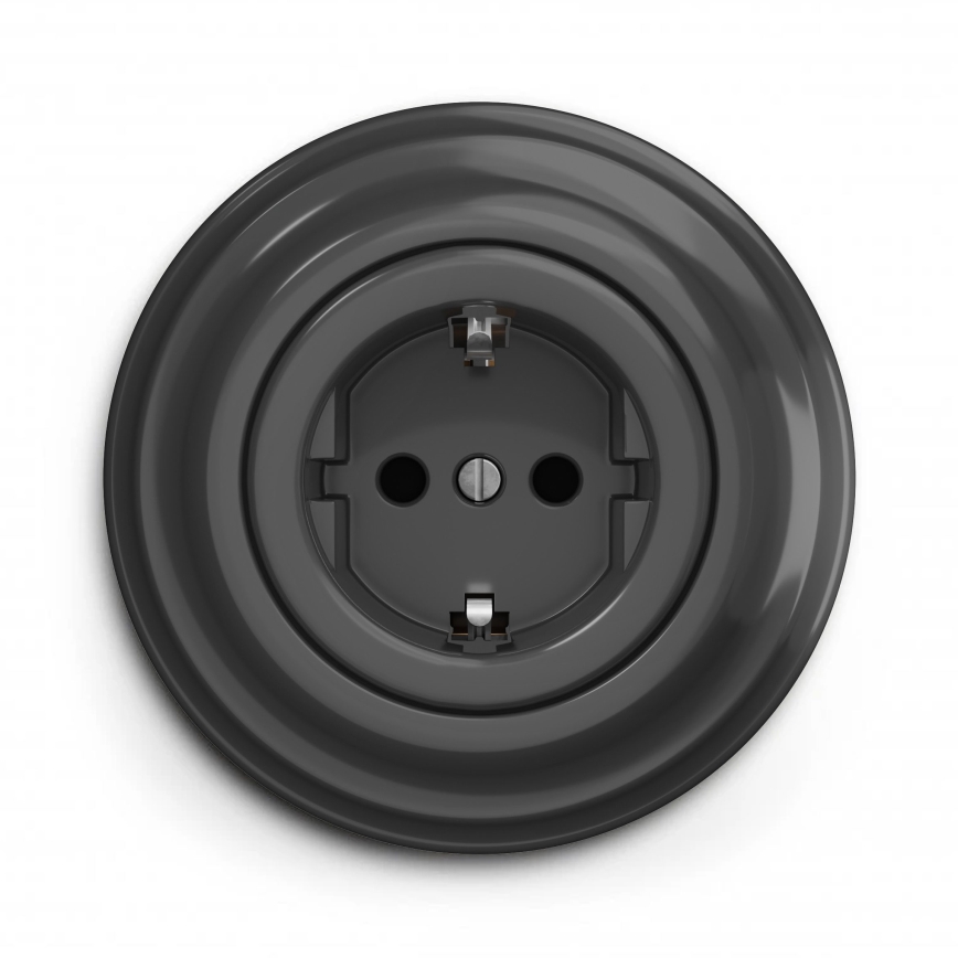 Kliklap - Retro-Steckdose für den Hausgebrauch mit Rahmen SCHUKO 230V/16A, anthrazit