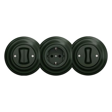 Kliklap - Retro-Steckdose, rahmenlos, für den Hausgebrauch, SCHUKO 230 V/16 A, grün