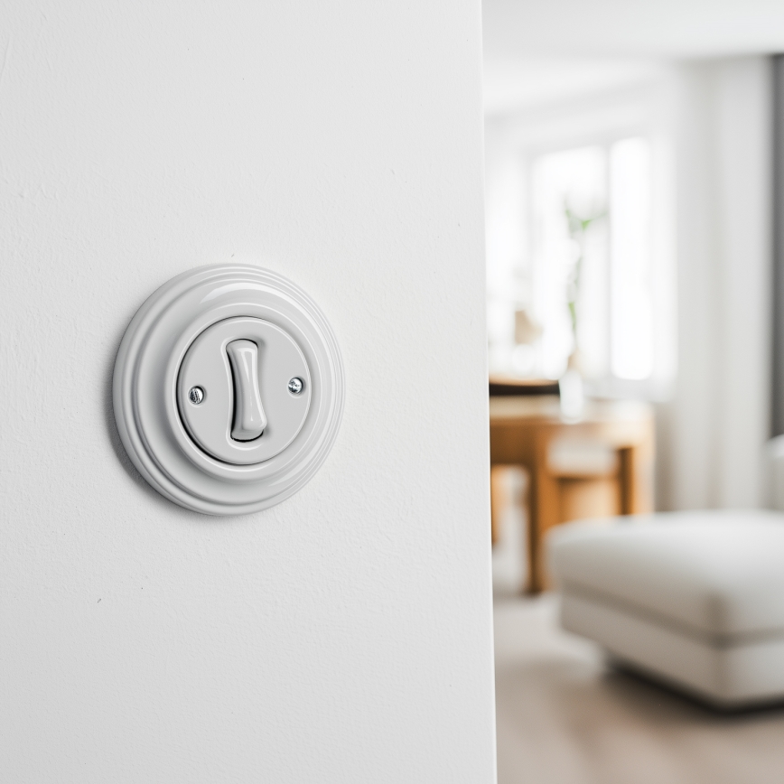 Kliklap - Retro-Taste mit Rahmen, aus weißer Keramik