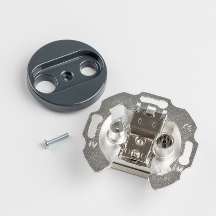 Kliklap - Retro-Teilnehmerdose TV+R (Enddose) mit Rahmen in Anthrazit