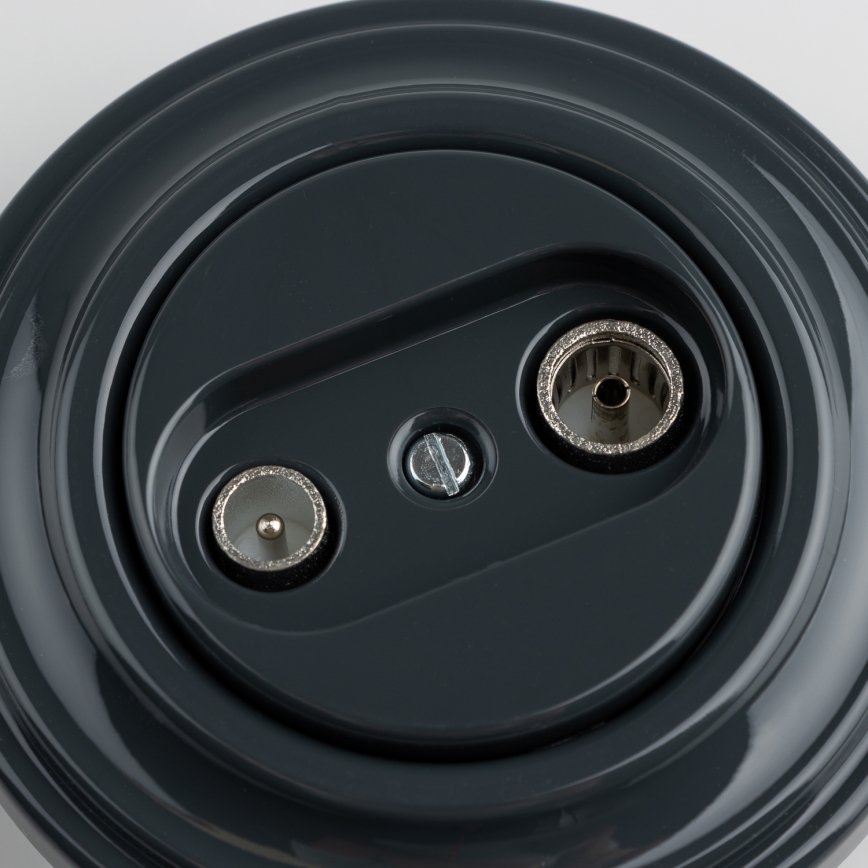 Kliklap - Retro-Teilnehmerdose TV+R (Enddose) mit Rahmen in Anthrazit