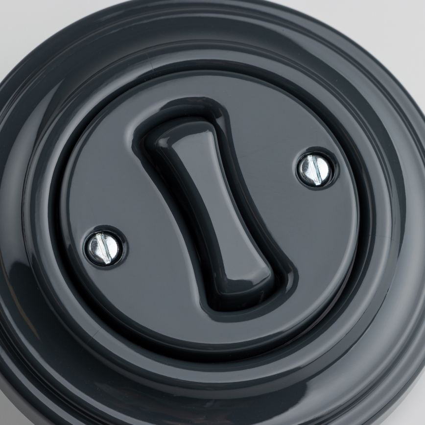 Kliklap - Retro-Treppenhausschalter mit Rahmen Nr. 6 in Anthrazit