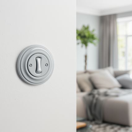 Kliklap - Retro-Treppenlichtschalter mit Rahmen Nr. 6, grau