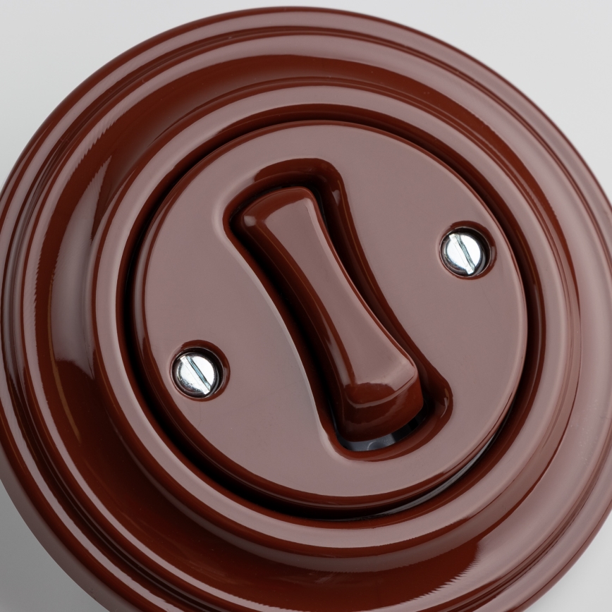 Kliklap - Retro-Treppenschalter mit Rahmen Nr. 6, braun