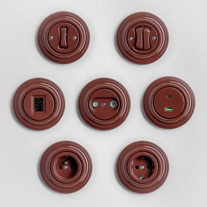 Kliklap - Retro-Treppenschalter mit Rahmen Nr. 6, braun