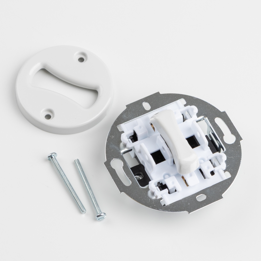 Kliklap - Retro-Treppenschalter mit Rahmen Nr. 6, schneeweiß