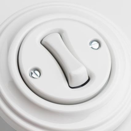 Kliklap - Retro-Treppenschalter mit Rahmen Nr. 6, schneeweiß