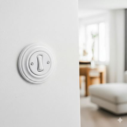 Kliklap - Retro-Treppenschalter mit Rahmen Nr. 6, schneeweiß