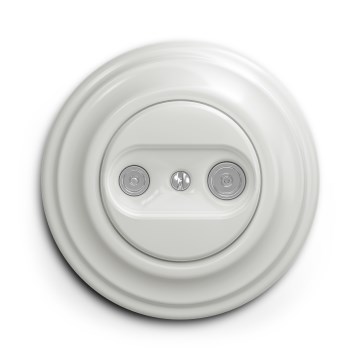 Kliklap - Retro TV+R-Anschlussdose (durchgeschleift) mit Rahmen, keramikweiß