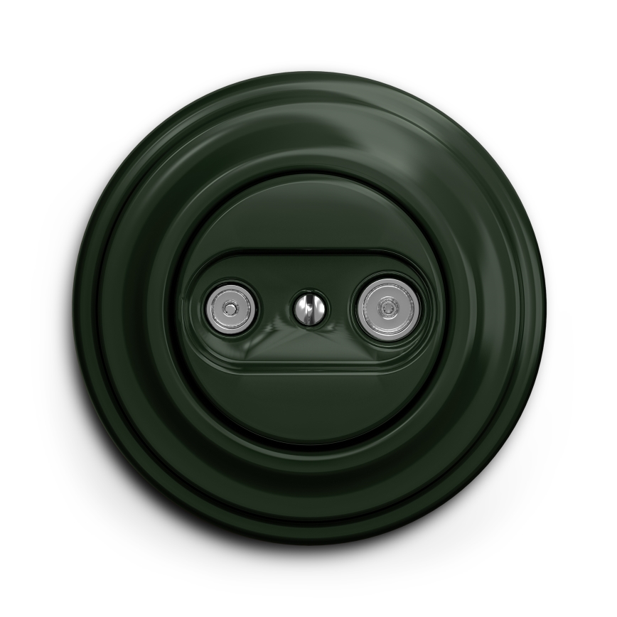 Kliklap - Retro TV+R-Enddose mit Rahmen, grün