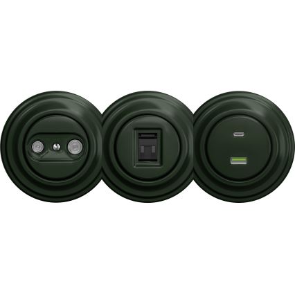 Kliklap - Retro USB-Steckdose A+C ohne Rahmen grün