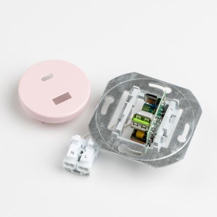 Kliklap - Retro USB-Steckdose A+C mit Rahmen, Altrosa