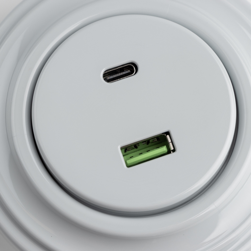 Kliklap - Retro-USB-Steckdose A+C mit Rahmen, grau