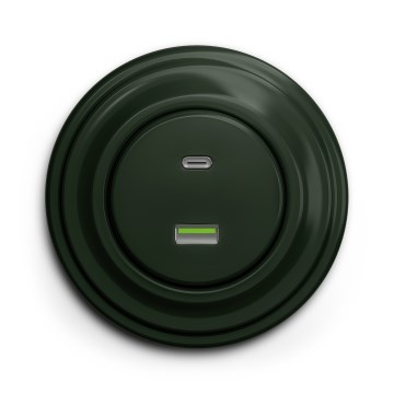 Kliklap - Retro-USB-Steckdose A+C mit Rahmen, grün