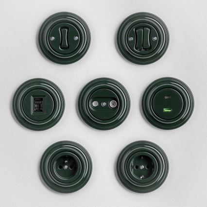 Kliklap - Retro-USB-Steckdose A+C mit Rahmen, grün