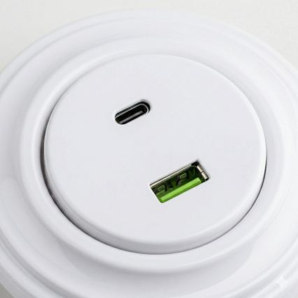 Kliklap - Retro-USB-Steckdose A+C mit Rahmen, schneeweiß