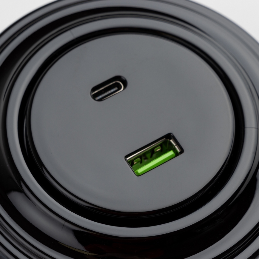 Kliklap - Retro-USB-Steckdose A+C mit Rahmen, schwarz