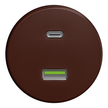 Kliklap - Retro USB-Steckdose A+C ohne Rahmen braun