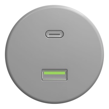 Kliklap - Retro USB-Steckdose A+C ohne Rahmen grau