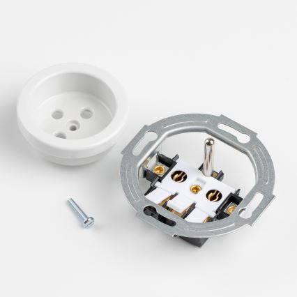 Kliklap - Retro-Wandsteckdose, rahmenlos, 230 V, Keramik, weiß