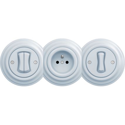 Kliklap - Vintage Doppel-Drucktastenschalter ohne Rahmen blau