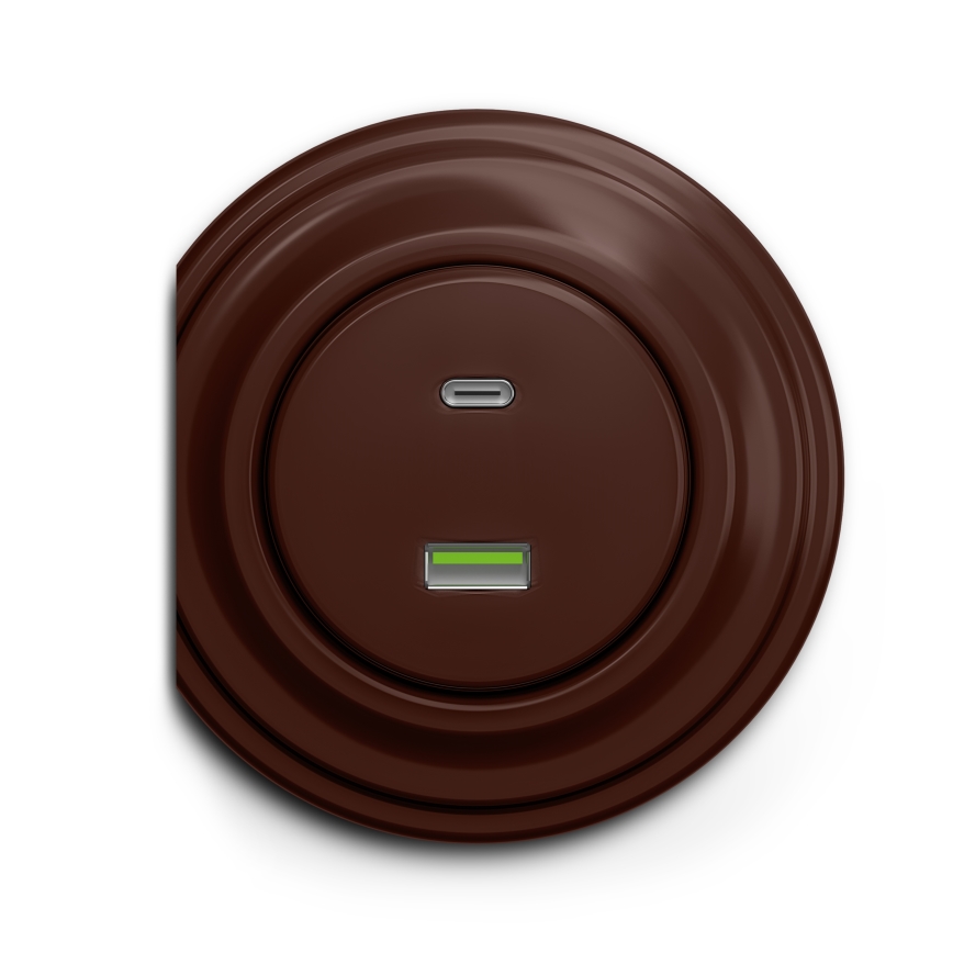 Kliklap - Vintage-USB-Dose A+C braun