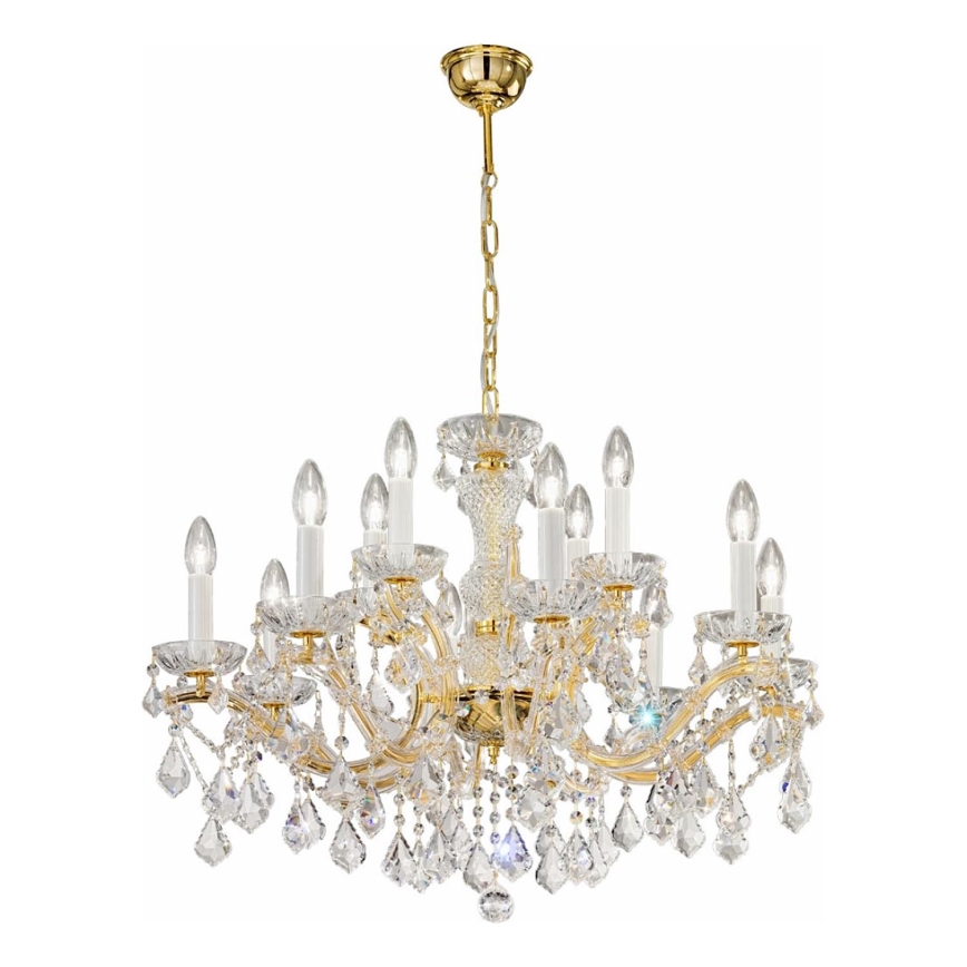 Kolarz 3149.88+4.3.KoT - Kristall-Kronleuchter an Kette MARIA LOUISE 12xE14/40W/230V 24K Gold
