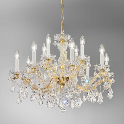 Kolarz 3149.88+4.3.KoT - Kristall-Kronleuchter an Kette MARIA LOUISE 12xE14/40W/230V 24K Gold