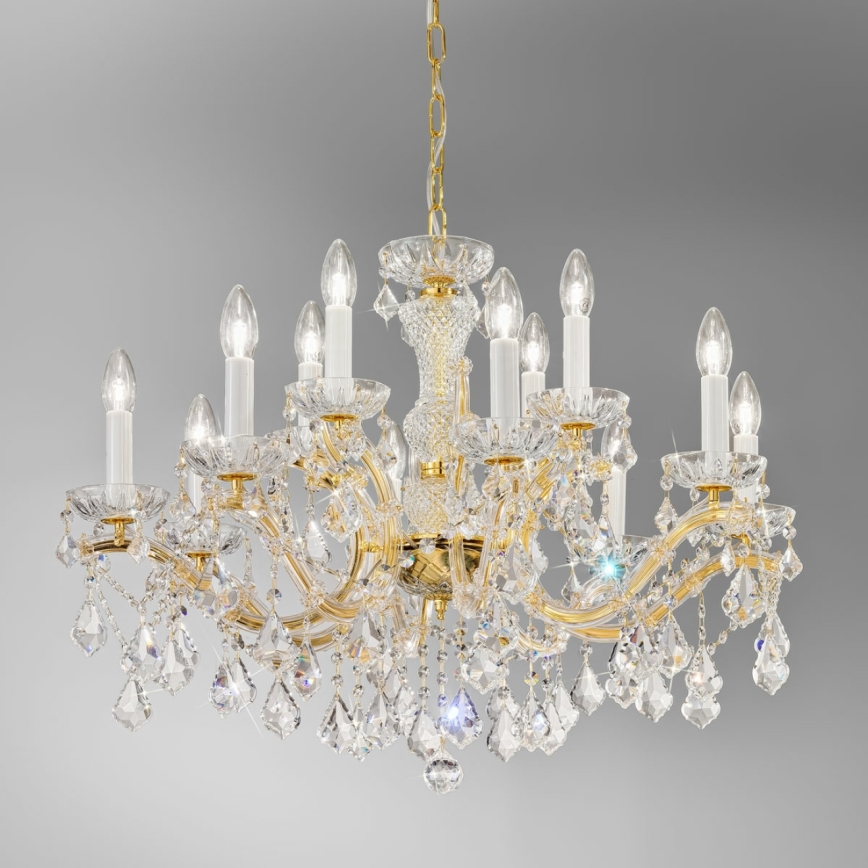 Kolarz 3149.88+4.3.KoT - Kristall-Kronleuchter an Kette MARIA LOUISE 12xE14/40W/230V 24K Gold