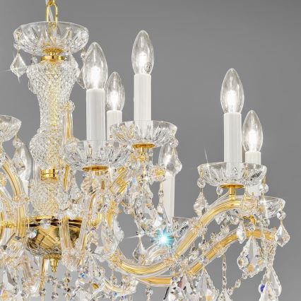 Kolarz 3149.88+4.3.KoT - Kristall-Kronleuchter an Kette MARIA LOUISE 12xE14/40W/230V 24K Gold