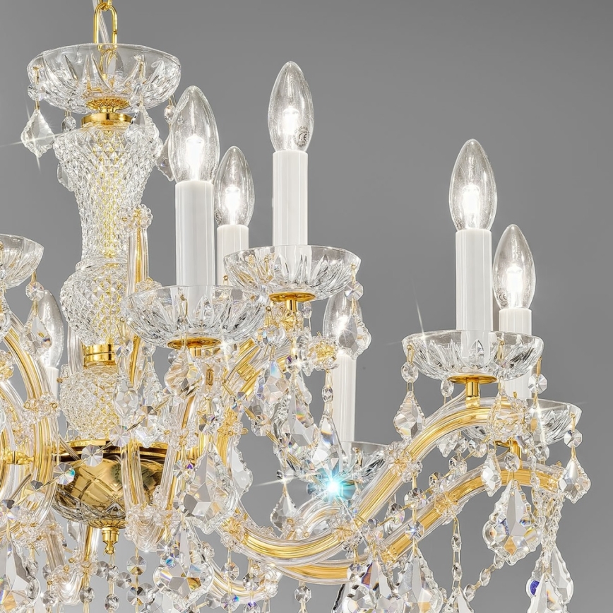Kolarz 3149.88+4.3.KoT - Kristall-Kronleuchter an Kette MARIA LOUISE 12xE14/40W/230V 24K Gold
