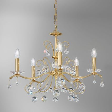 Kolarz 3234.85.3.KoT - Kristall-Kronleuchter an Kette CARMEN 5xE14/60W/230V 24K Gold