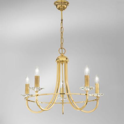 Kolarz 330.85.8C - Kristall-Hängeleuchte an Kette IMPERIAL 5xE14/60W/230V golden