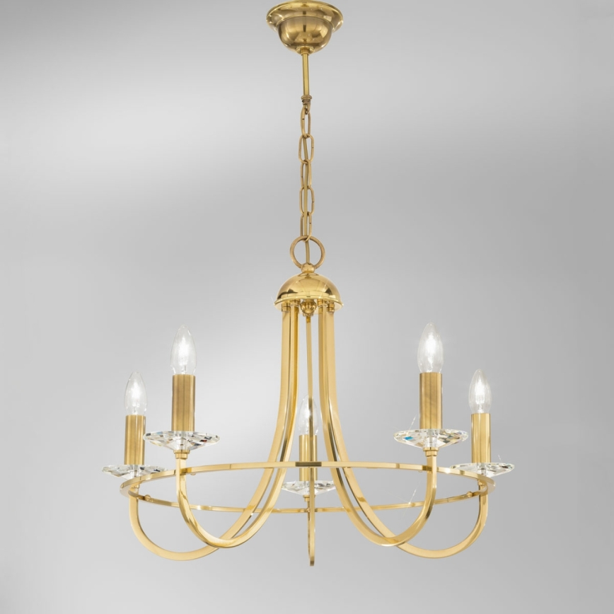 Kolarz 330.85.8C - Kristall-Hängeleuchte an Kette IMPERIAL 5xE14/60W/230V golden