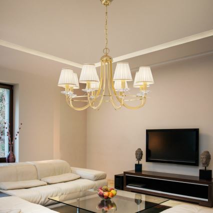 Kolarz 330.88.8C - Kristall-Kronleuchter an Kette IMPERIAL 8xE14/60W/230V Gold
