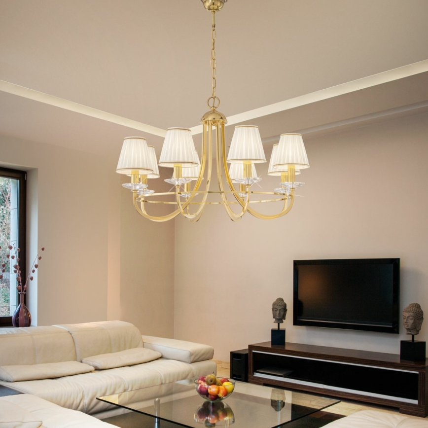 Kolarz 330.88.8C - Kristall-Kronleuchter an Kette IMPERIAL 8xE14/60W/230V Gold