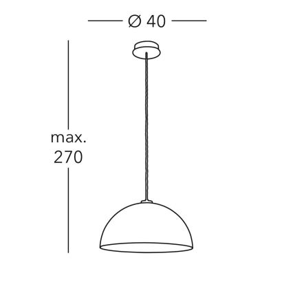 Kolarz A1339.31.Wm.VinAg/40 - Hängeleuchte an Schnur CULT 1xE27/100W/230V d 40 cm silbern