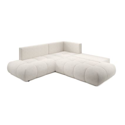 Gepolstertes Ecksofa ALMADA (L‑Form) mit Schlaffunktion und Stauraum, rechts, beige