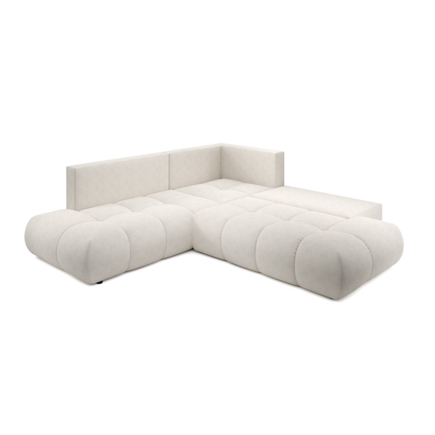 Gepolstertes Ecksofa ALMADA (L‑Form) mit Schlaffunktion und Stauraum, rechts, beige