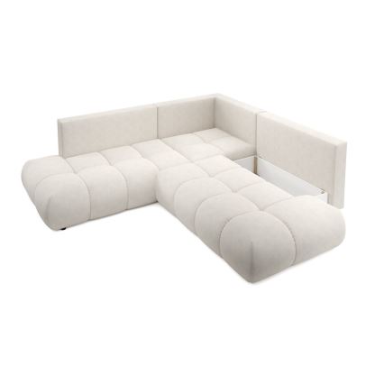 Gepolstertes Ecksofa ALMADA (L‑Form) mit Schlaffunktion und Stauraum, rechts, beige